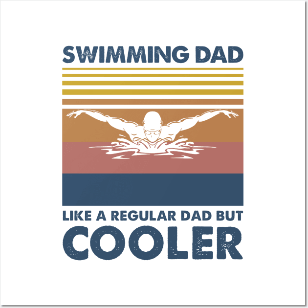 Swimming Dad Vintage Gift Father's Day Wall Art by Soema